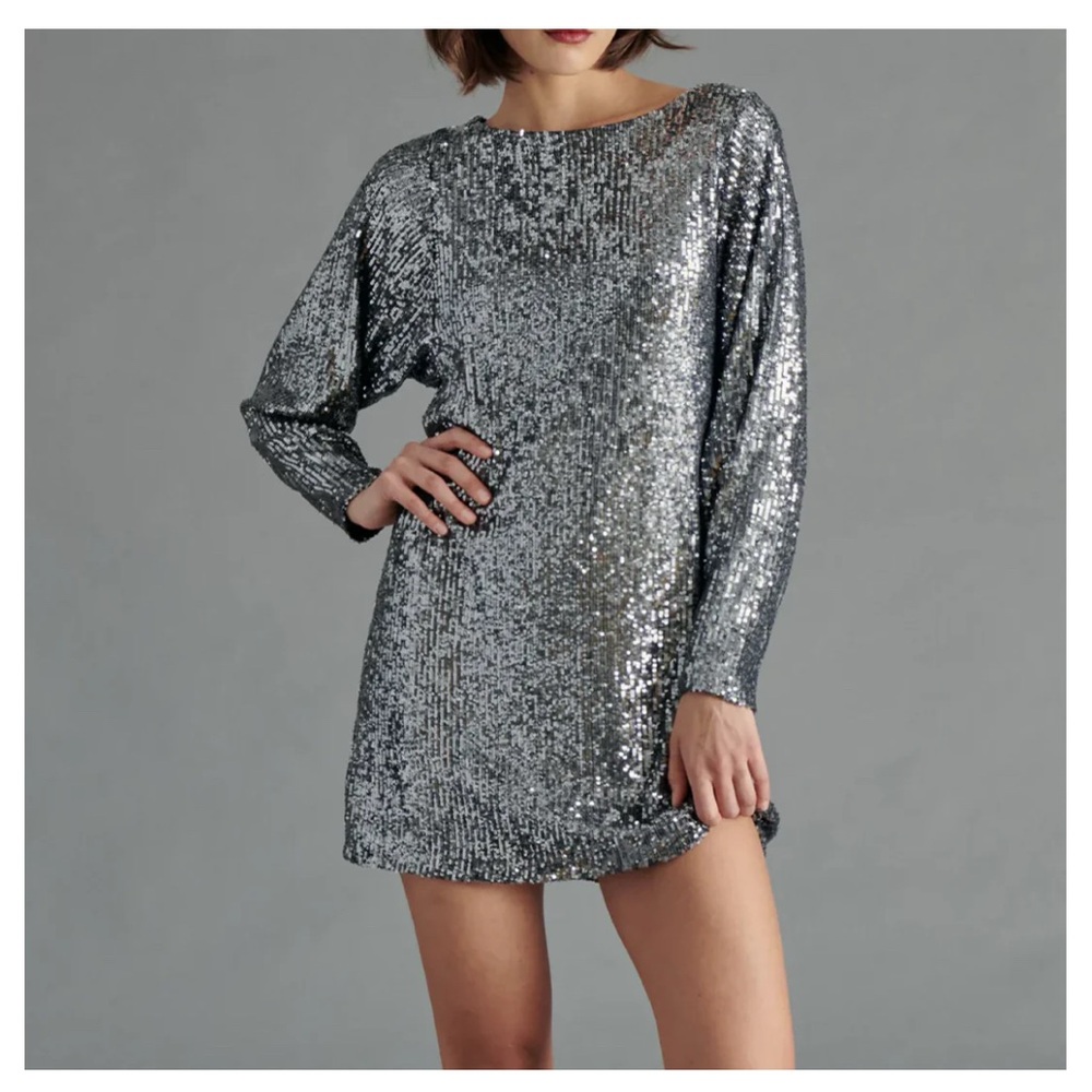 Steve Madden Ginger Sequined Long Sleeve Dress